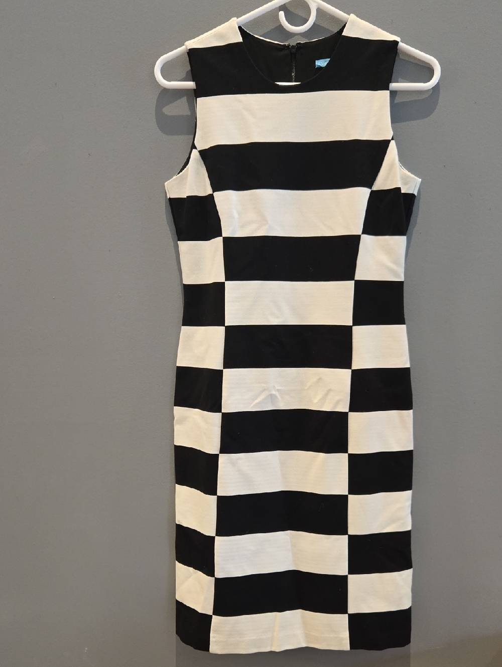 J. McLaughlin Black and White Striped Sleeveless Midi Dress